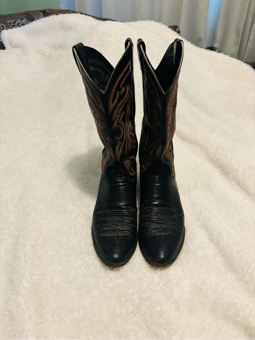 Justin Boots Black and Brown Lace-Up Western Boots